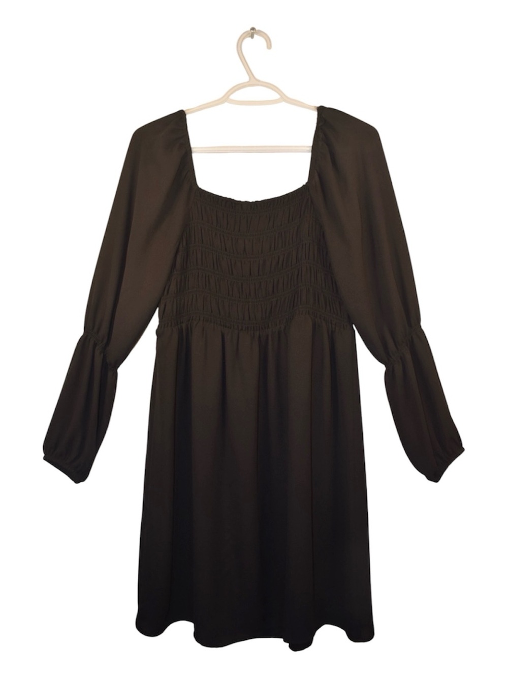 Reitmans Black Smocked Square Neck Long Sleeve Dress - Picture 4 of 6
